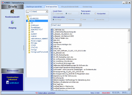 Die KUNDE! Serienbriefverwaltung Brieftemplate auswählen